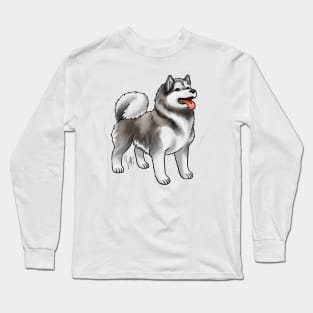 Dog - Alaskan Malamute - Gray and White Long Sleeve T-Shirt